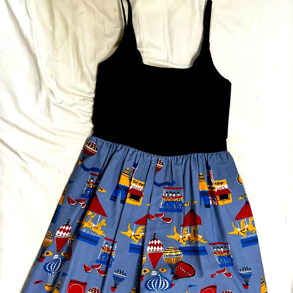 Anthropologie Black and Blue Sundress Sleeveless Casual